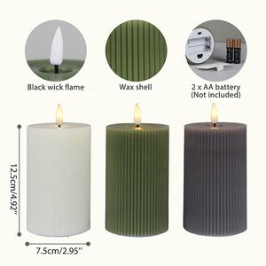 Décor à la maison 3D vraie flamme paraffine cire nervuré à piles faux électronique noël <span class=keywords><strong>LED</strong></span> sans flamme pilier <span class=keywords><strong>bougie</strong></span> pour mariage - Product Image 2