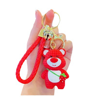 Vente en gros de pendentif petit ours tissé mignon sac à dos pendentif poupée pendentif couple sac tentures chaîne cadeau décoratif porte-clés de voiture panda