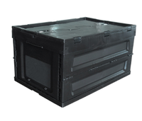 Boîte de roulement pliable en plastique de 60x40x36cm avec couvercle attaché Conteneurs de stockage empilables pour le déménagement et le transport d'entrepôt