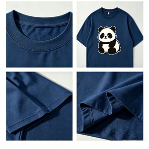 T-shirt da uomo blu navy con adorabile stampa <span class=keywords><strong>panda</strong></span>, maglietta casual girocollo in morbido cotone, vestibilità comoda streetwear per gli amanti degli animali - Product Image 6