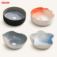 Lavabo sur comptoir en céramique noire Kidoir, finition cristal, vasque ronde à poser, bol de salle de bain artistique, fournisseur