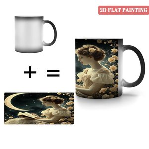 Retro Classic Frosted Black <b>Ceramic</b> Mug 11oz Heat Sensitive Daily Home Drinking <b>Cup</b> - Product Image 4