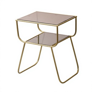Metallic End <b>Table</b> Glass <b>Table</b> Side <b>Table</b> for Living Room | Bed Side <b>Table</b> for Bedroom | Glass <b>Table</b> for Living Room Decor - Product Image 1