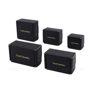 Confezione regalo con logo personalizzato e nero di lusso, piccolo cartone pieghevole, pacchetto di scatola nera - Product Image 5