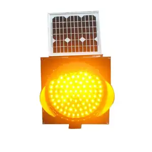 Mercusuar suar peringatan lalu lintas surya kuning 12 volt lampu led berkedip tenaga surya kuning lampu kedip lambat lampu anti-kabut