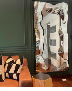 Espejo Decorativo Ondulado Irregular Moderno <span class=keywords><strong>de</strong></span> <span class=keywords><strong>Diseño</strong></span> <span class=keywords><strong>Italiano</strong></span>, Espejo <span class=keywords><strong>de</strong></span> Pared <span class=keywords><strong>de</strong></span> Acero Inoxidable <span class=keywords><strong>de</strong></span> Lujo para Sala <span class=keywords><strong>de</strong></span> Estar y Entrada - Product Image 6