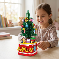 Ensemble de blocs de construction en forme de sapin de Noël, 393 pièces, briques DIY, boîte à musique rotative, décoration de table de Noël, cadeau pour enfants et adultes