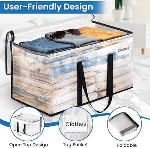 Sacs de déménagement transparents très grands, fournitures de déménagement avec poignée et double fermeture éclair, fourre-tout de rangement pour le déplacement <span class=keywords><strong>essentiel</strong></span> - Product Image 3