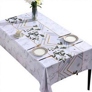 Mantel Rectangular de PVC Impermeable y Resistente al Aceite con Diseño Floral Moderno y Conciso para Decoración del Hogar, Cocina, Sala de Estar, Bodas y Fiestas - Product Image 1