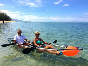 Doble asiento completo claro kayak tándem PC canoa transparente con paleta transparente - Product Image 6