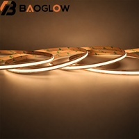 Tira de Luz COB Tipo Dam con Cero Caída de Voltaje, 408 LED por Metro, DC24V 12W/M, Sin Puntos de Luz, Regulable, Flexible