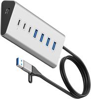 Station de charge pour ordinateur portable SYONG, concentrateur 7 ports, 4 USB 3.2 / 3 Type C 3.2, séparateur avec connecteur USB / Type C 2 en 1, adaptateur de charge