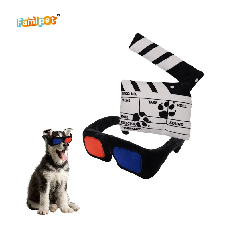 Famipet özel film aksesuarları yeni tasarım yumuşak dolması sesli evcil hayvan oyuncağı seti peluş oyuncak köpek