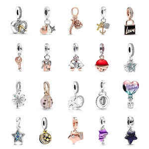 Abalorios y colgantes de moda de plata 925 para pulseras infantiles estilo punk, DIY, con diseños de mariquita, amor y globo aerostático, para manualidades con pegamento y cuentas, venta al por mayor - Product Image 1