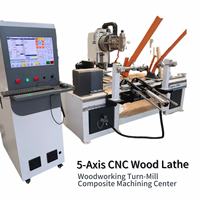 Tour à bois CNC 5 axes à commande numérique, 1200 mm, 200 mm, broche servo 4 kW, chargement automatique, pour bois composite, directement de l'usine