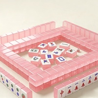 Jeu de Mahjong Américain en Acrylique Rose Translucide Effet Gelée - Design Semi-Transparent Élégant, Tuiles Premium, Idéal pour un Cadeau Stylé