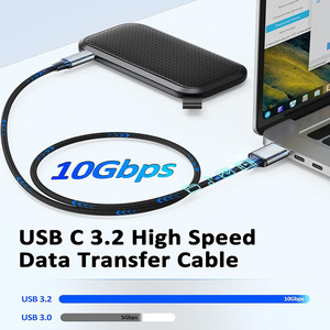 สายยูเอสบี 3.2 เอถึงประเภทซี 10Gbps 1M สำหรับจัดเก็บข้อมูลภายนอกและที่ชาร์จในรถยนต์สีดำ - Product Image 2