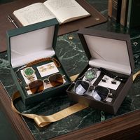 Ensemble cadeau personnalisé pour hommes : montres de luxe, lunettes de soleil, chapelet et boutons de manchette – Anniversaire client VIP d'entreprise