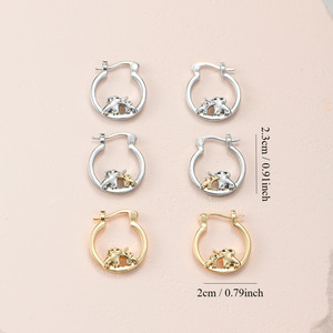 Boucles d'oreilles créoles en alliage de zinc motif éléphant de dessin animé, bijoux de mode pour femme, cadeau - Product Image 4