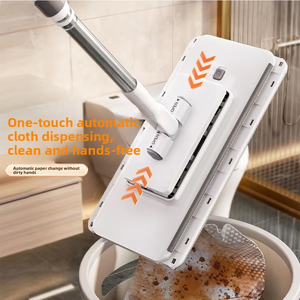 Disposable Flat <strong>Mop</strong> Cleaner with Steel Pole Wet and Dry Flat <strong>Mop</strong> with Cloth <strong>Fixing</strong> Clip for Floor Sweeping and Cleaning - Product Image 2