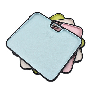 Multipurpose Anti-Mildew Non-Slip Edges Plastic Wheat Straw Kitchen Chopping Board With Juice Groove