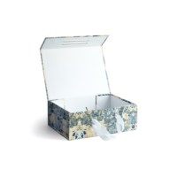 Boîte cadeau magnétique en papier recyclé écologique, emballage de luxe pour sérum de soin de la peau imprimé offset avec poignée en ruban, en stock