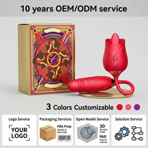 10 Anni di Servizio OEM ODM, 3 Colori Personalizzabili, <span class=keywords><strong>Vibratore</strong></span> Professionale FBA Prep 500mAh Retrattile in Silicone a Forma di Rosa - Product Image 1