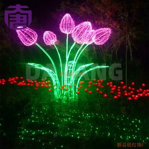 Decoración Luminosa LED 2D con Motivo Floral Navideño para Centros Comerciales y Proyectos de Iluminación Festiva - Product Image 2