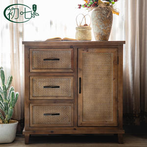 Gabinete de Madera Sólida Estilo Americano con Cajones de Almacenamiento y Estantes para Sala de Estar, Entrada o Dormitorio - Product Image 2