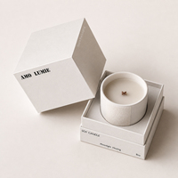 Boîte rigide personnalisée minimaliste blanc ivoire avec logo noir en feuille d'aluminium pour bougies, parfums, soins de la peau, cosmétiques, coffret cadeau