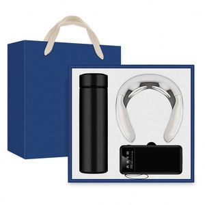 Blue Business Gift Set With <b>Water</b> Bottle Notebook Umbrella <b>Pen</b> And Digital Clock Personalized PU Leather Corporate Promotion - Product Image 6