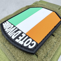 Patch en PVC souple personnalisé avec drapeau de la Côte d'Ivoire, design 3D, patchs en caoutchouc souple pour uniforme et chapeau