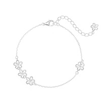 Feiner Schmuck 925 Sterling Silber Verstellbare Blumen-Gliederkette Hohles Blumen-Charm-Armband für Damen