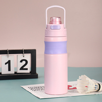 Bouteille isotherme en acier inoxydable pour la gym et le fitness, avec couvercle pop-up, poignée portable, isolation sous vide, pour activités sportives et voyages en extérieur