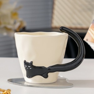 Caneca de Cerâmica Simples e Fofa com Design de Gato, Capacidade de 301-400ml, Segura, Linda Caneca para Café da Manhã, Lembrança de Alto Padrão - Product Image 4