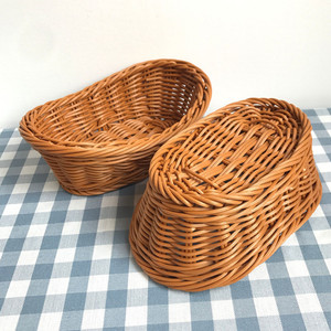 Rattan Bread <b>Basket</b> Supermarket Fruit Vegetable Storage <b>Basket</b> Snack Storage Frame Plastic <b>Woven</b> <b>Basket</b> - Product Image 4
