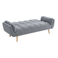 Sofá Cama Futón Tapizado en Lino con Patas de Madera, Sofá Convertible con Respaldo Ajustable, Sofá Tufted de 3 Plazas, Venta al Por Mayor