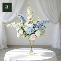 Boule de fleurs en soie rose et violette faite à la main en gros pour la décoration de table de mariage