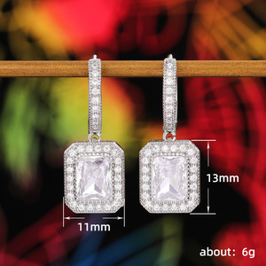 Orecchini con Moissanite Taglio Principessa, Eleganti Orecchini Pendenti Quadrati per Donne, Gioielli per Feste Serali - Product Image 3