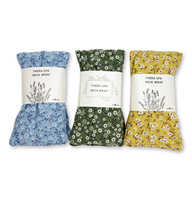 Coussin chauffant pour le cou en coton 100% pur imprimé, utilisable au micro-ondes, long, avec rembourrage en blé et lavande
