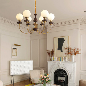 Vintage Nanyang Style Solid Wood French Retro American Magic Bean Lamp Pendant Chandelier for Bedroom <b>Dining</b> Room Study Living - Product Image 4