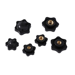 Écrou à vis à main en fleur de prunier, poignée en forme d'étoile, bouton en bakélite, trou traversant, trou borgne, écrou à tête en caoutchouc à main en plastique - Product Image 1