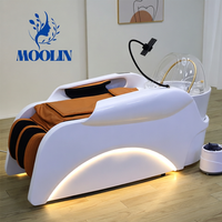 Lit de spa capillaire et fauteuil de massage MOOLIN de qualité professionnelle avec fonction électrique, en cuir PU, lit de massage thaïlandais pour shampoing, idéal pour l'hôtellerie
