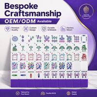 Tuiles de Mahjong de Luxe Portables en Acrylique, Quatre Couches, Motif Paon Violet, pour Atelier et Soirée de Mahjong Américain