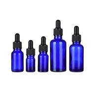Flacon compte-gouttes en verre bleu réutilisable de 10 ml, 20 ml, 30 ml, 50 ml, 80 ml, 100 ml, 200 ml avec échelle, personnalisable pour l'aromathérapie