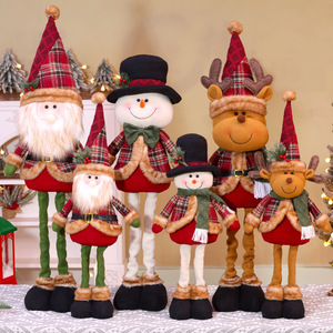 DAMAI Nuevas Decoraciones Navideñas Telescópicas, Adornos Navideños a Cuadros, Muñecos de Reno de Patas Largas, Muñecos de Nieve, Decoraciones Navideñas - Product Image 1