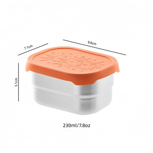 Umweltfreundlicher 230ml Salatdressing-Aufbewahrungsbehälter 304 Edelstahl Rechteckige Snack-Saucenschüssel Mit Deckel Langlebig - Product Image 5