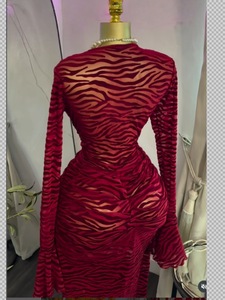 Abito lungo da donna in rete trasparente con sottoveste - Abito da sera aderente a maniche lunghe Sehe Fashion - Product Image 5