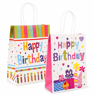 Custom Logo Printed Birthday <b>Party</b> Paper <b>Gift</b> <b>Bag</b> Ribbon Handle Kraft Paper <b>Bags</b> Eco Friendly Recycled Wholesale <b>Party</b> Favor - Product Image 1