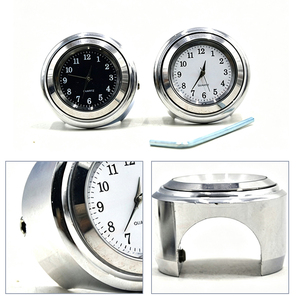 Reloj de cuarzo retro para motocicleta, indicador para Harley Cruiser Bobber, reloj universal para manillar de motocicleta, esfera blanca y negra - Product Image 3
